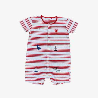 Next Baby Nautical Embroidered Striped Romper, 6-12 months