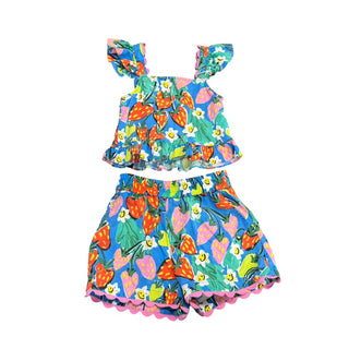 Stella McCartney Strawberry Smiley face florals tank and short set, 6 years