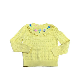 Mini Boden Sweater yellow with florals, 4-5 years