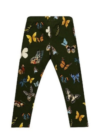 Dolce & Gabbana Butterfly print jersey leggings in dark green, 9-10 years