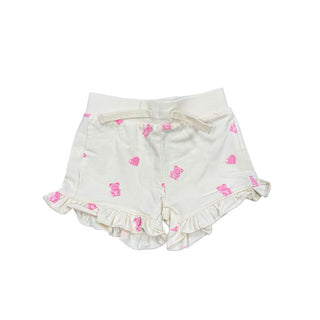 Miles the Label Cream shorts with pink bears, 12 months