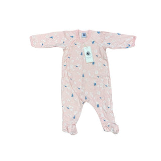 Petit Bateau Pink Sleeper with White Florals and Blue Birds New with Tag, 6 months