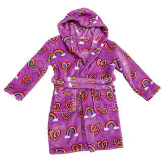 Hatley Pink rainbow fuzzy bath robe, 6-7 (large)
