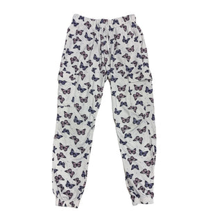 U Kids White w/pink/purple butterfly zip up hoody/pant set, 10-12 years (medium)