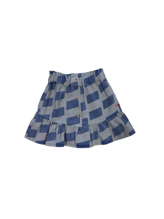 Bobo Choses Rectangle print denim skirt, 8-9 years