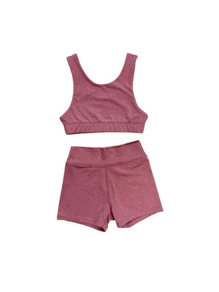 Play by Rylee + Cru Pink short and sport bra set, 8-9 years