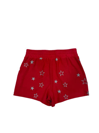 Chaser Red shorts with silver stars, 10 years
