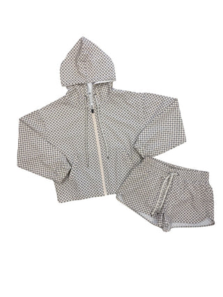 Play by Rylee + Cru Cream and grey checkered set, 8-9 years