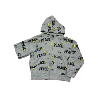 Flowers by Zoe Grey Zip Up Sweatshirt with Peace, Love, Smiley Face, 6 years