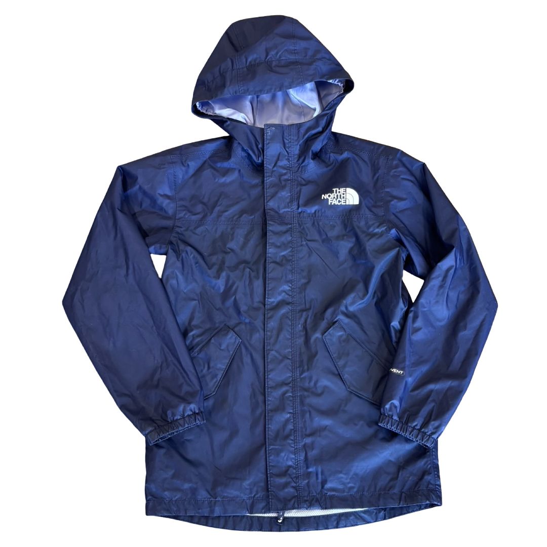 The North Face navy rain coat w/lavender detachable fleece, 7-8 years