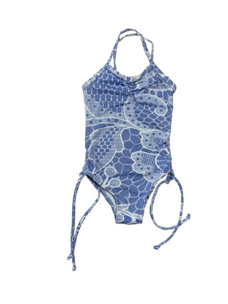 Stella Cove Purple-Blue Pattern Gathered Swimsuit, 12 months