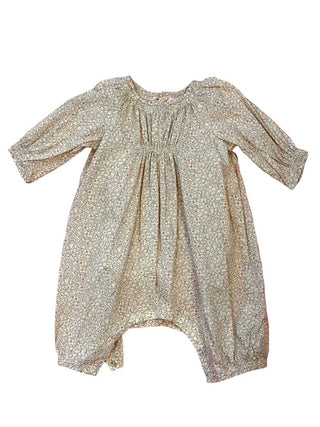 Bonpoint Gathered Romper in Pink Floral Pattern, 6 months