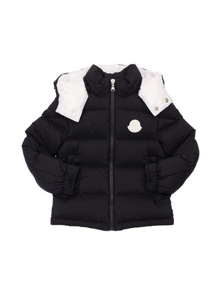 Moncler Kids Ecran hooded nylon down jacket in black, 8 years