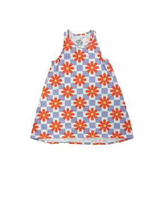 Chaser Floral and Checker Print Trapeze Dress, 6 years