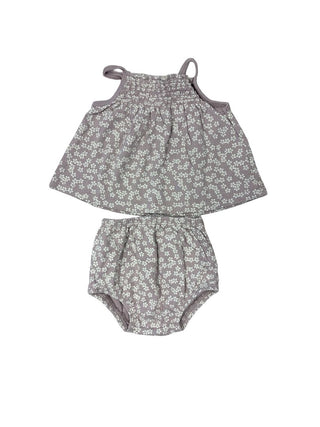 Quincy Mae Purple and White Floral Pattern Set, 3-6 months
