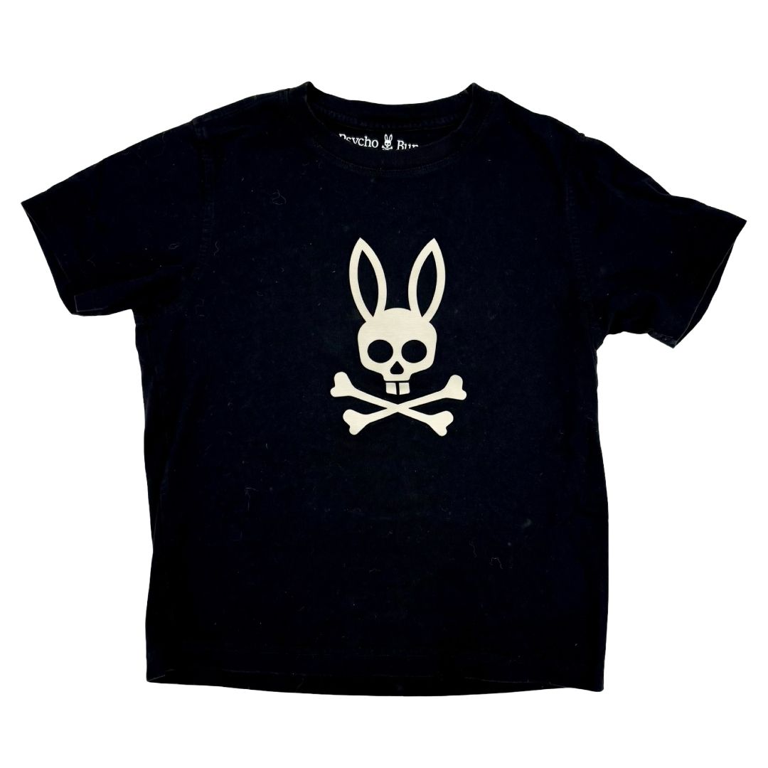 Pyscho Bunny black w/gold bunny tshirt, 10-12 years