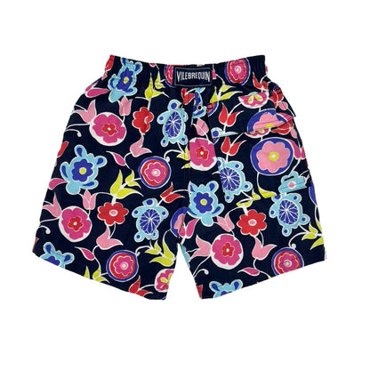 Vilebrequin navy w/floral pattern swim shorts, 8 years