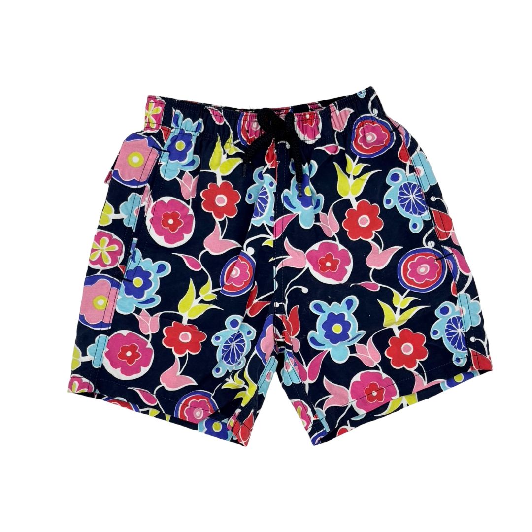 Vilebrequin navy w/floral pattern swim shorts, 8 years