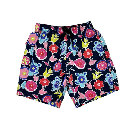 Vilebrequin navy w/floral pattern swim shorts, 8 years