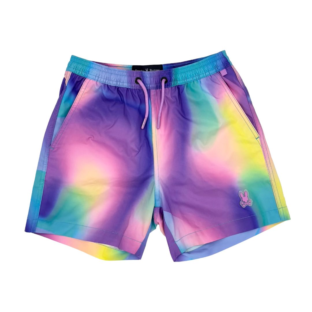 Pyscho Bunny rainbow swim shorts, 7-8 years