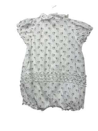 Petit Bateau White Ruffle Romper with Flack Floral Print, 6 months