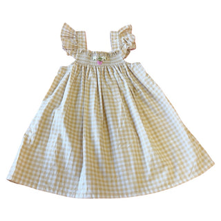 Wild Wawa Yellow gingham dress w/embroidered strawberries, 18-24 month