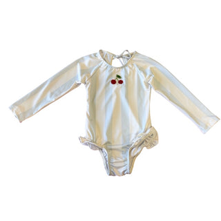 Wild Wawa New w/tags blue strips w/embroidered cherry rash guard swim suit, 12-24 months