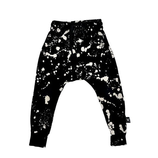 Nununu black splatter light sweatpants, 3-4 years