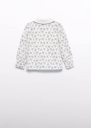 Abel & Lula Girls satin poplin blouse with bows new with tags, 4 years
