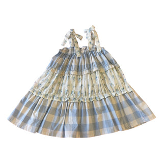 Wild Wawa New w/tags blue tiered gingham/floral dress, 18-24 months