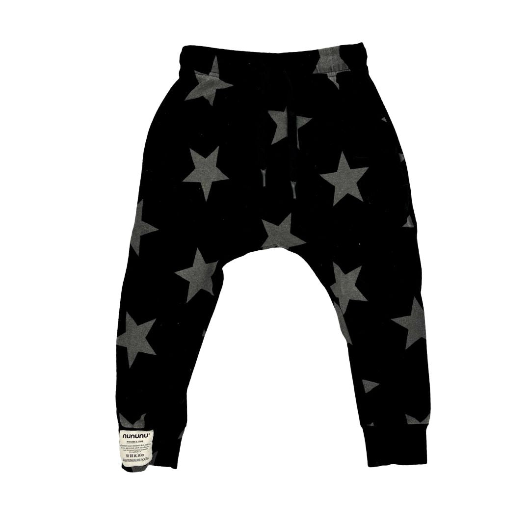 Nununu black w/stars light sweatpants, 4-5 years