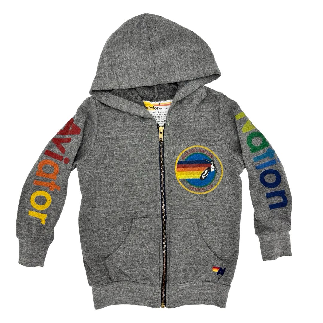 Aviator Nation grey zip up, 4 years