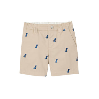 Jacadi Beige Twill Shorts with Blue Dogs, 6 months