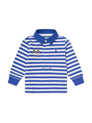 Ralph Lauren Nautical Inspired Cotton Rugby Long Sleeve Shirt in Liberty White, 6 months