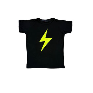 Jagged Culture Kids Black Tee with Yellow Lightning, 4-5 years