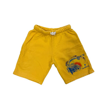 Californian Vintage Surf Graphics Yellow Sweat Shorts, 6 years
