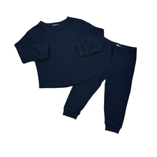 Mikki Rae Navy Blue Waffle Knit Set, 3 years