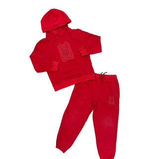 Psycho Bunny Red Sweat Set with Embroidered Graphics, 5-6 years