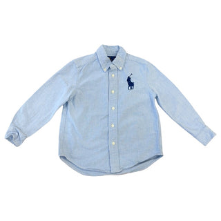 Ralph Lauren Blue collared dress shirt w/navy polo pony, 4 years