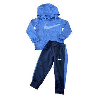 Nike Blue dry-fit hooded long sleeve/pant set, 1-2 years