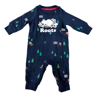 Roots Navy w/hockey design play suit/sleeper, 0-3 months