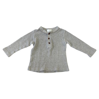 1 + in the Family Oatmeal long sleeve henley, 12 months
