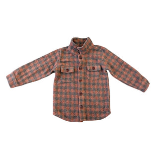 1 + In The Family Terracotta/brown check fleece button up, 12 months