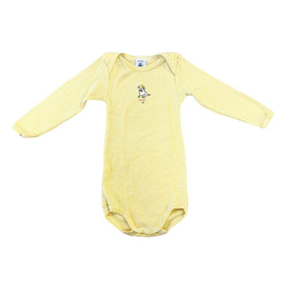 Petit Bateau Yellow strip Jeudi long sleeve onesie, 12 months
