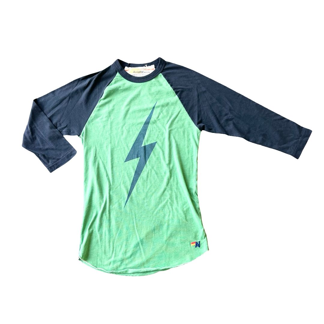 Aviator Nation green/navy baseball long sleeve, 14 years