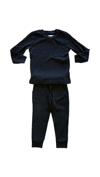 Petit Lem Black Ribbed Longsleeve and Leggings Set, 3 years