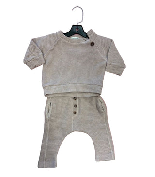 1 + in the Family Antique Pink waffle long sleeve/pant set, 6 months