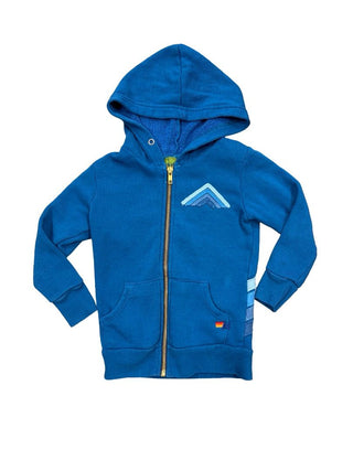 Aviator Blue Zip Up Hoodie with Chevron Stripes, 2 years