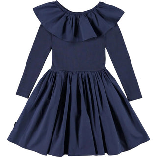 Molo Navy Dress with Fitted Body and Flowy Skirt, 8-10 years