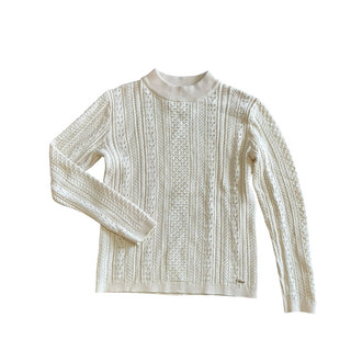Chloe White Mock Neck Knit Long Sleeve, 12 years